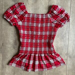 Boutique Jenna & Jessie USA Plaid Smocked Blouse Girls Size 10 Like Newl